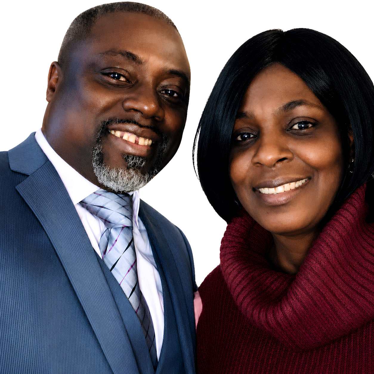 Apostle Anthony Owusu-Banahene and Pastor Angelina Owusu-Banahene standing together in a formal portrait.