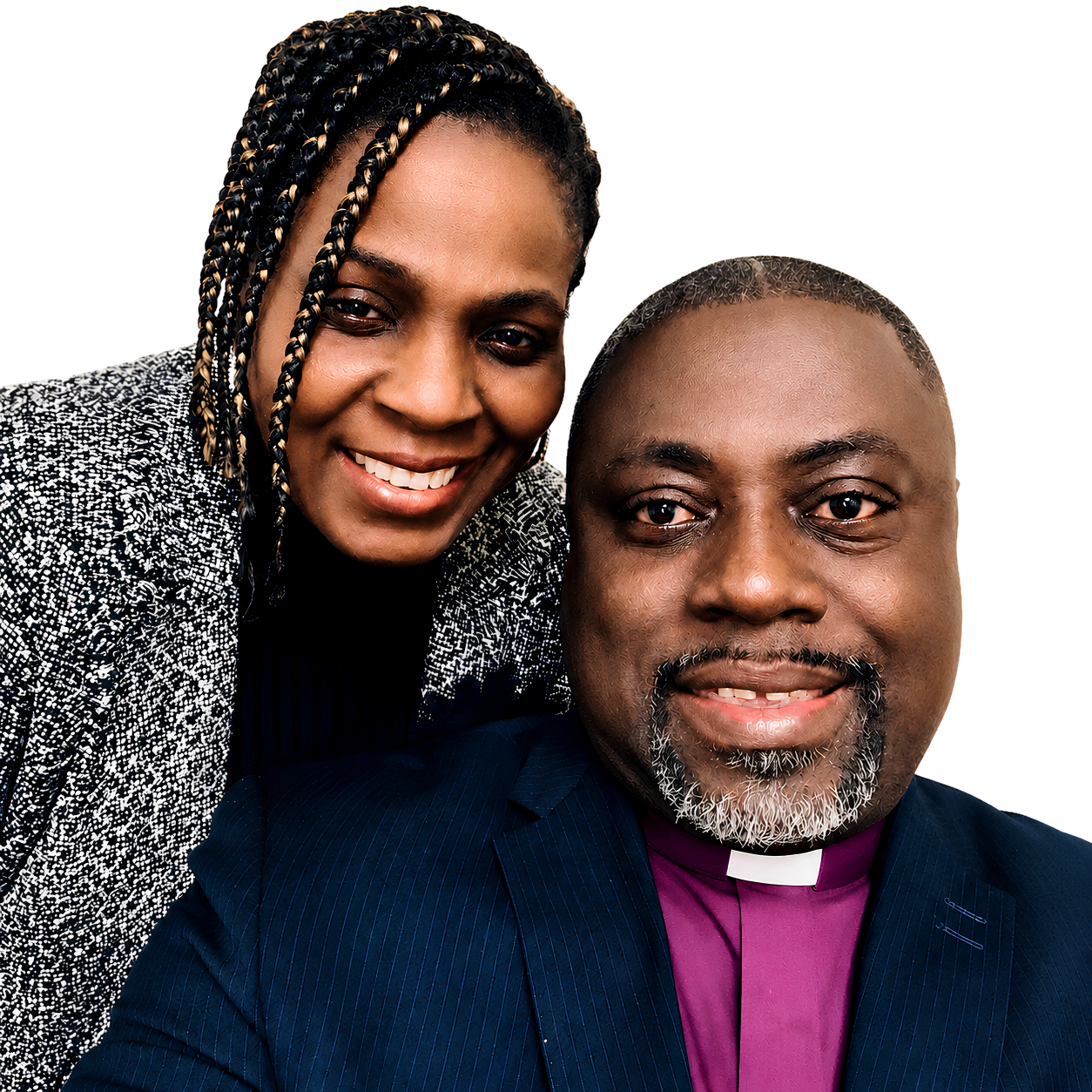 Apostle Anthony Owusu-Banahene and Pastor Angelina Owusu-Banahene smiling together.